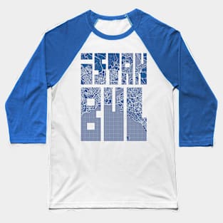Istanbul, Turkey City Map Typography - Blueprint Baseball T-Shirt